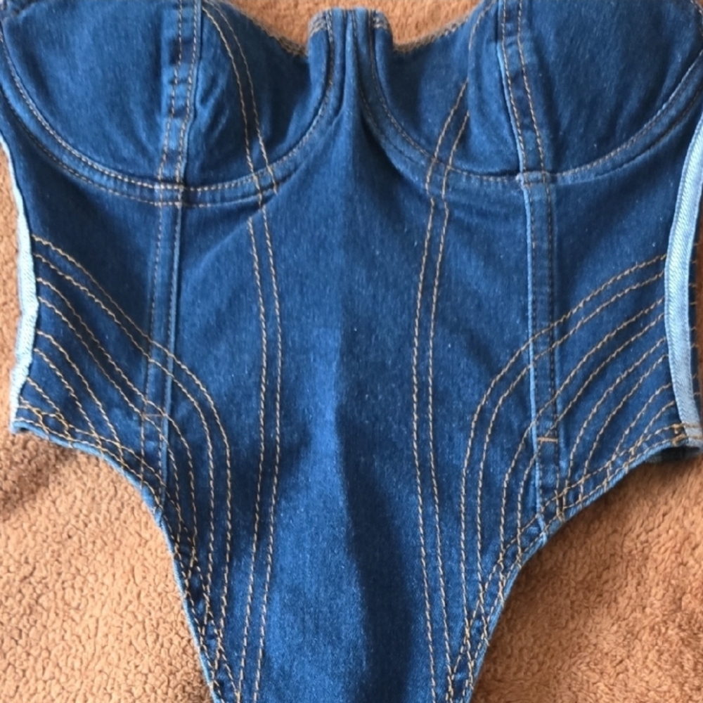 Adidas Ivy Park Blue Denim Corset Jeans